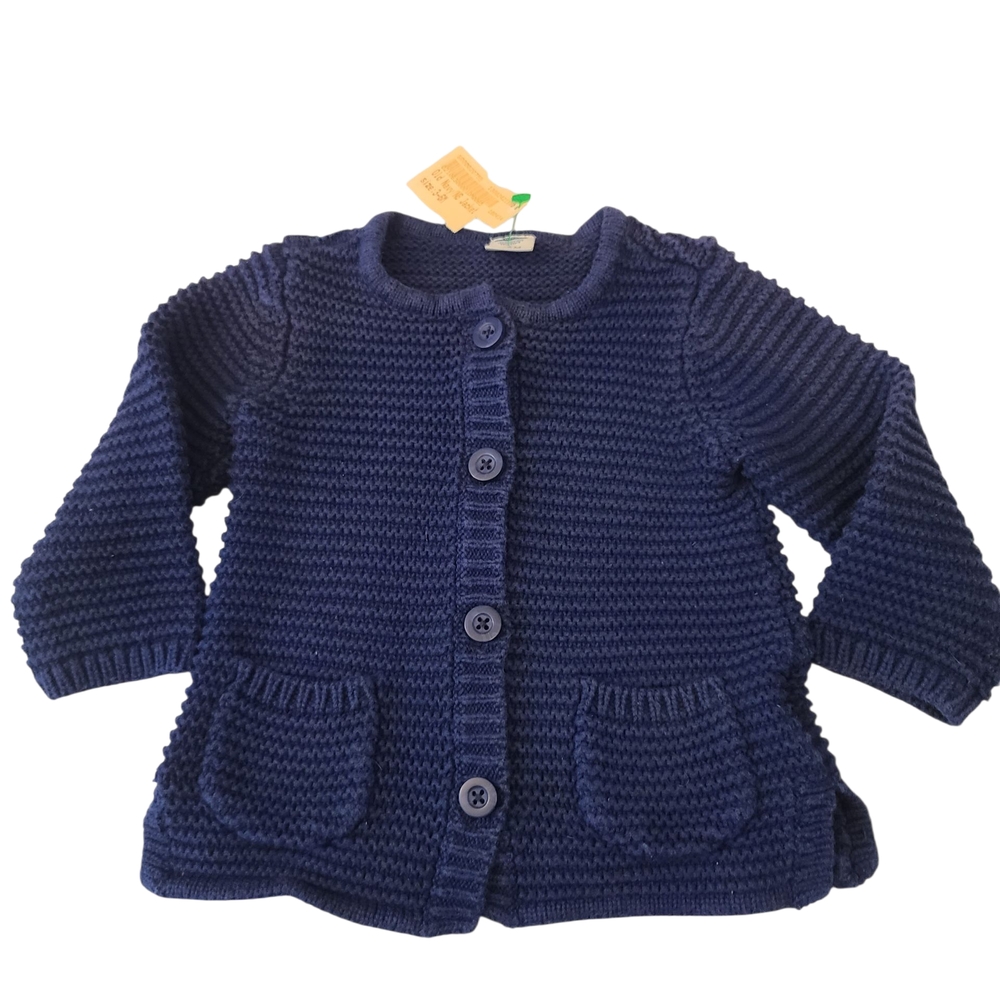 Old Navy Cardigan Chunky Navy Blue With Pockets Infant‎ Size 3-6 Months